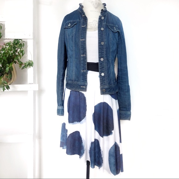 Blue and white polkadot wrap skirt NWOT - Picture 2 of 5